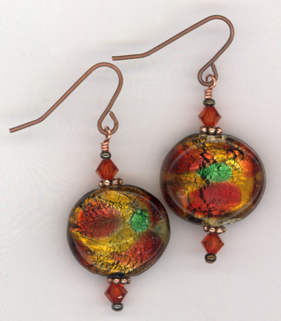 Harvest Indian Summer Lampwork Copper Earrings