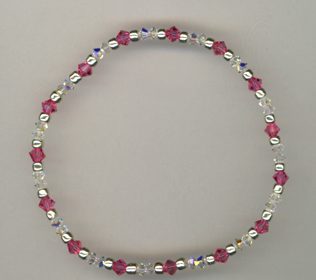 Breast Cancer Awareness ~ Pink Rose Crystal Stretch Bracelet