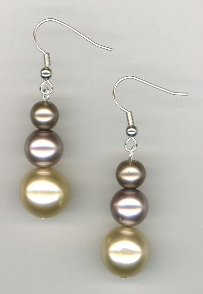 Tuxedo Triple Pearl ~ Earrings