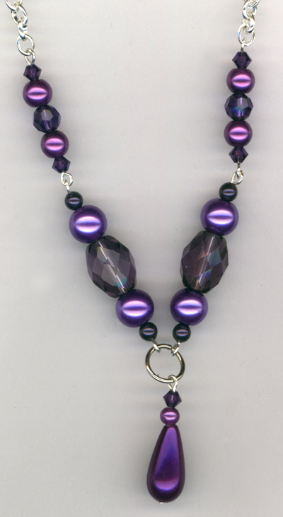 Purple pearl vintage crystal chain necklace