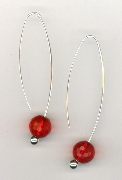 Red Crystal Silver Changable Earrings