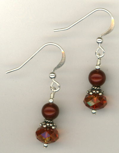 Flaming Fall ~ Crystal Pearl Earrings