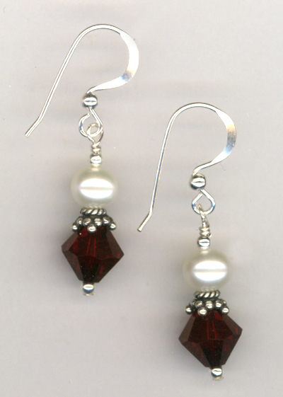 Revel In The Love ~ Garnet Crystal Pearl Earrings