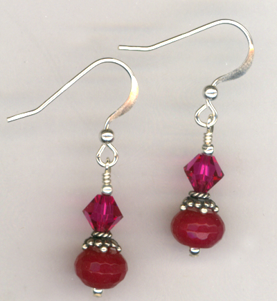 Revel In The Love ~ Fuchsia Crystal Jade Earrings