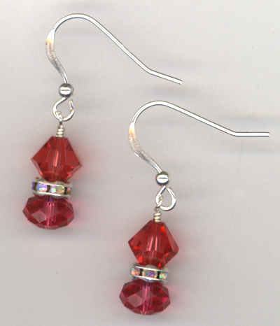 Indian Pink Swarovski Crystal Sterling Silver Earrings