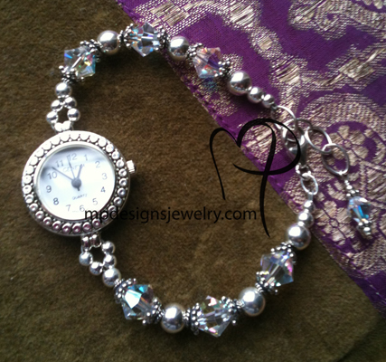 Sterling Silver Crystal Sparkle ~ Beaded Watch