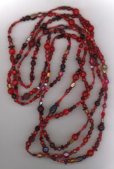 Lady In Red ~ Super Long Beaded Necklace
