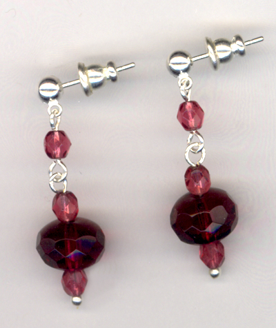 Fuchsia Crystal Elegance Crystal Silver Post Earrings