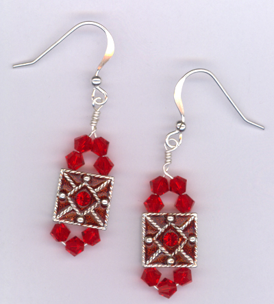 Red Hot Swarovski Crystal Sterling Earrings