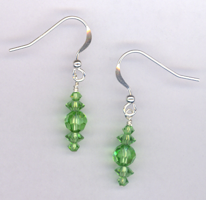 Peridot Swarovksi Crystal Sterling Silver Earrings