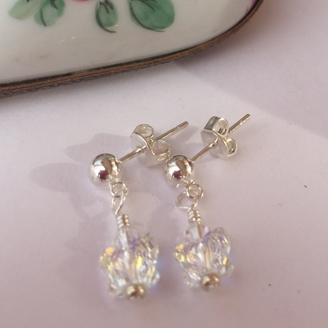 Crystal an butterfly post earrings 