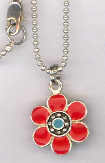 Don't Eat The Daisies ~  Red Flower Charm Necklace