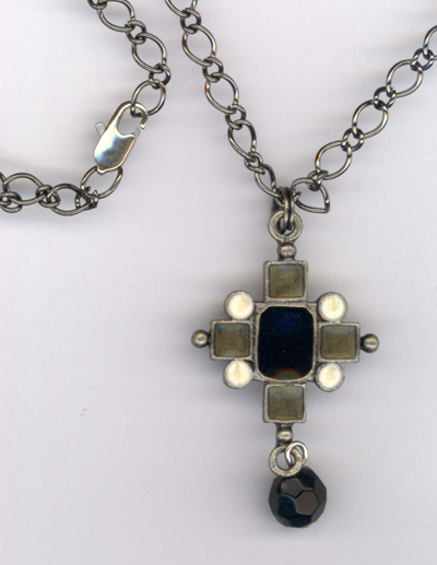 Black Enamel Cross Pendant Necklace