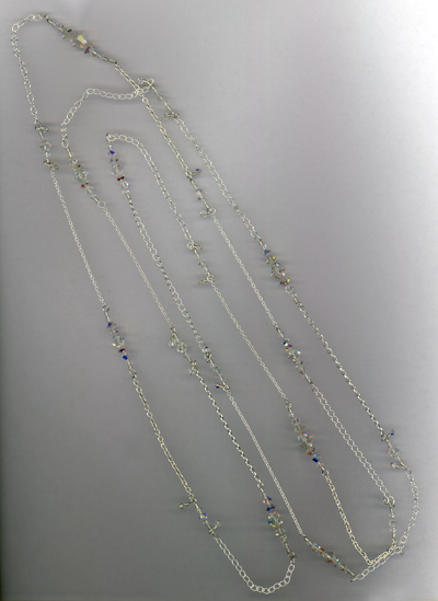 Custom Sterling Silver Swarovski Crystal Wrap Around Chain Necklace