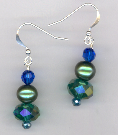 Emerald Isle ~ Crystal Pearl Stacked Earring