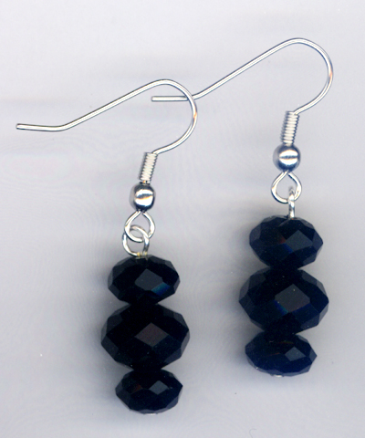 Triple Stack Black Crystal Earrings