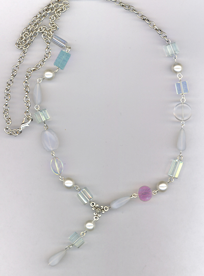 Whimsy White ~ Glass Pearl Link Necklace
