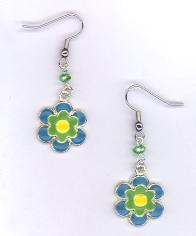 Don't Eat The Daisies ~ Blue/Green/Yellow Earrings