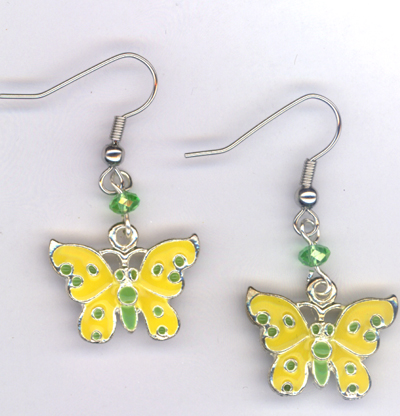Butterfly Kisses ~ Enamel Charm Crystal Earrings