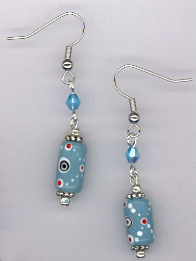 Whimsy Girl Aqua Blue ~ Chunky Beaded Earrings