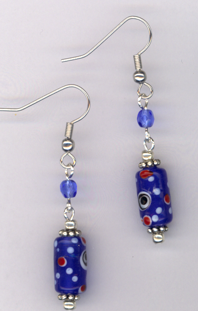 Whimsy Girl Sapphire Blue ~ Chunky Beaded Earrings