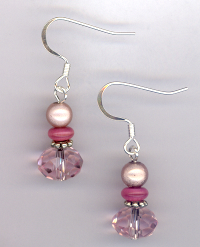 Pastel Pretty Pink ~ Crystal Beaded Earrings
