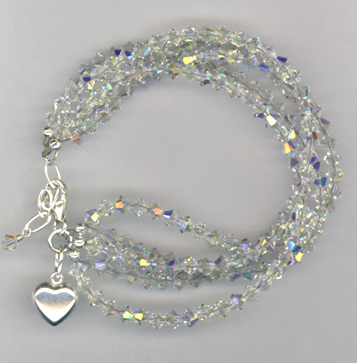Raindrop ~ Swarovski Crystal Layered Heart Charm Bracelet