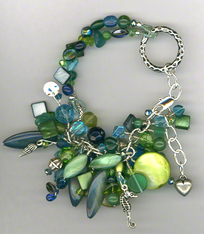 Down By The Sea ~ Chunky Shell Glass Charm Bracelet