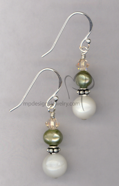 Summer Breeze ~ Pearl Crystal Beaded Earrings