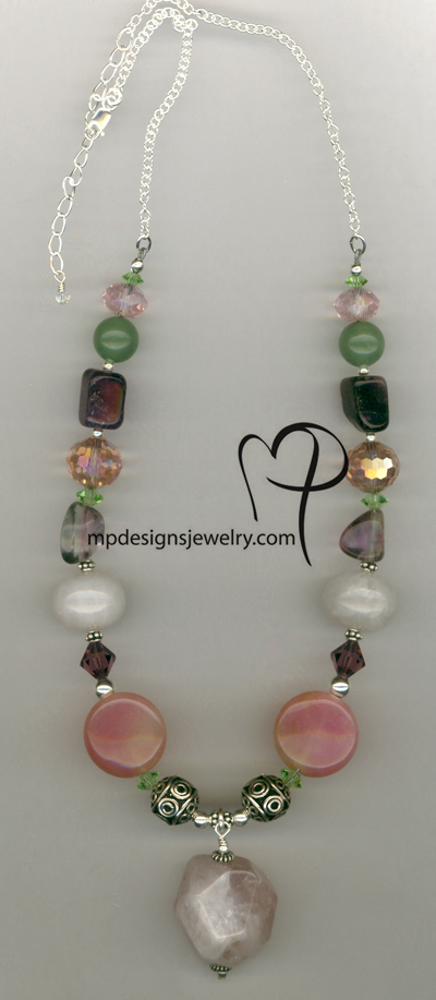 Rhubarb Rose ~ Gemstone Sterling Silver Necklace