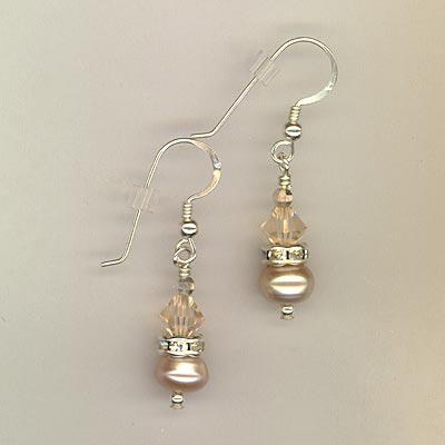 Creamy Rose Freshwater Pearl Silk Crystal Earrings