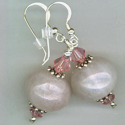 Rose Quartz Rose Crystal earrings