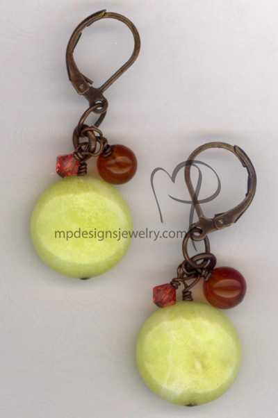 Lime Salsa Gemstone Copper Earrings