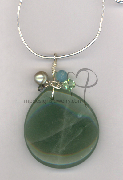 Avertine Gemstone Pendant Sterling Silver Necklace