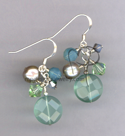 Chalcedony Gemstone Crystal Sterling Silver Earrings