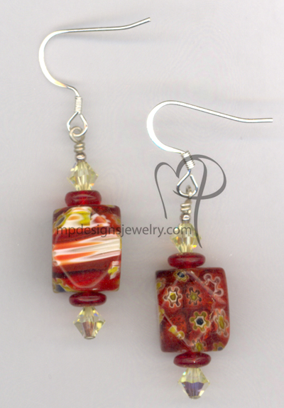 MumsThe Word! ~ Millefiori Swarovski Crystal Earrings