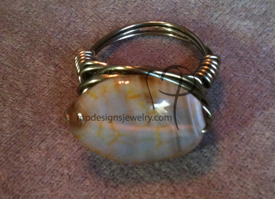 Mossy Meadow ~ Gemstone Agate Wire-wrapped Ring