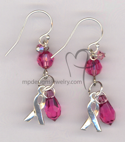 Awareness Ribbon Swarovski Crystal Sterling Silver Earrings