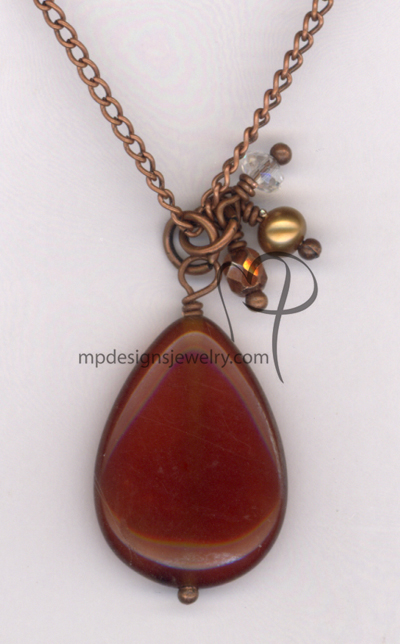 Fall In Love ~ Carnelian Crystal Cluster Copper Necklace