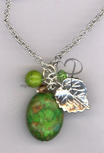 Autumn Splendor ~ Mosaic Turquoise Swarovski Crystal Leaf Silver Plated Necklace