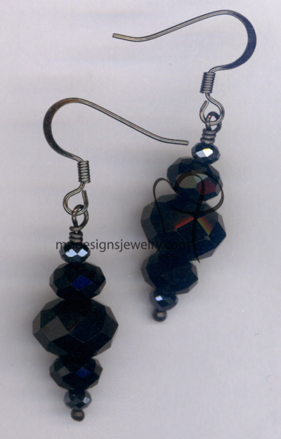 Black Crystal Stack Earrings