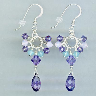 Cluster Crystal Earrings purple
