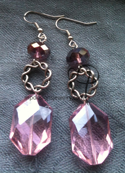 big bold beautiful pinkpurple twisted ring earrings