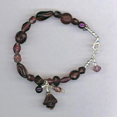 purple glass SS bracelet