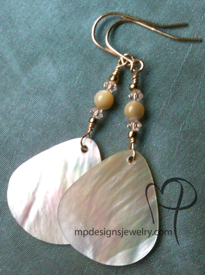 Golden Shore ~ Shell Crystal Gold-filled Earrings