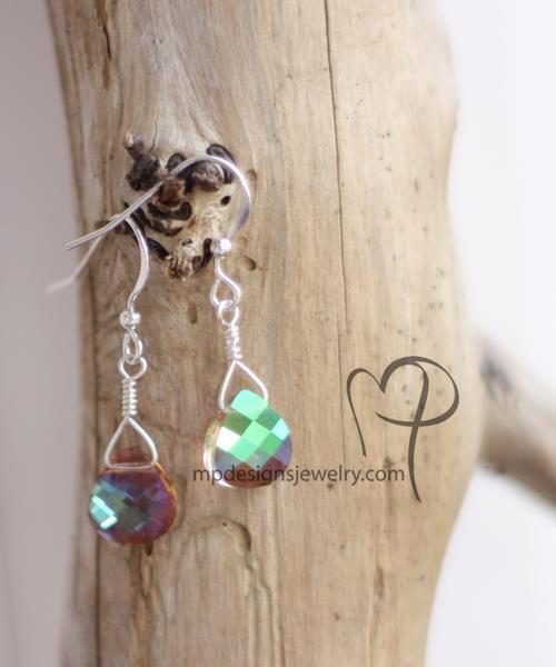 Swarovski Crystal Teardrop Sterling Silver Bridal Earrings