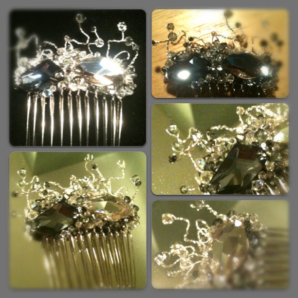 Swarovski crystal bridal hair comb custom