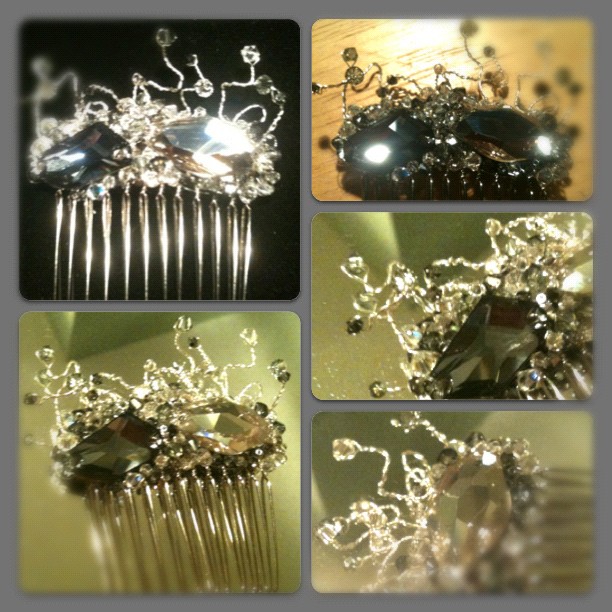 Swarovski crystal bridal hair comb custom