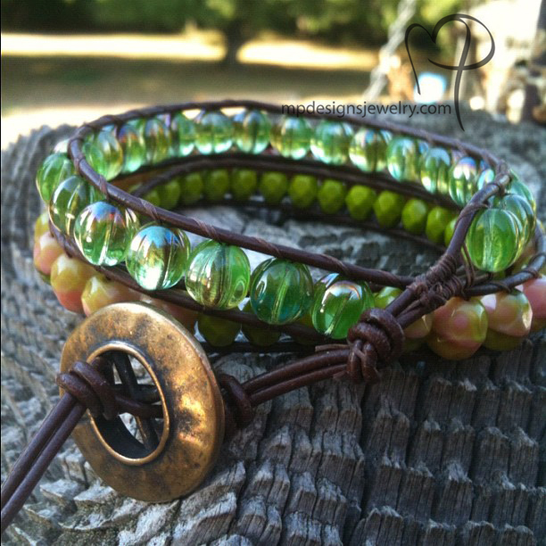 Seasons Change ~ Leather Bracelet Triple Wrapped 