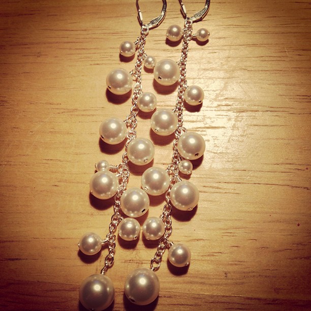 Cascading Swarovksi Pearl Earrings
